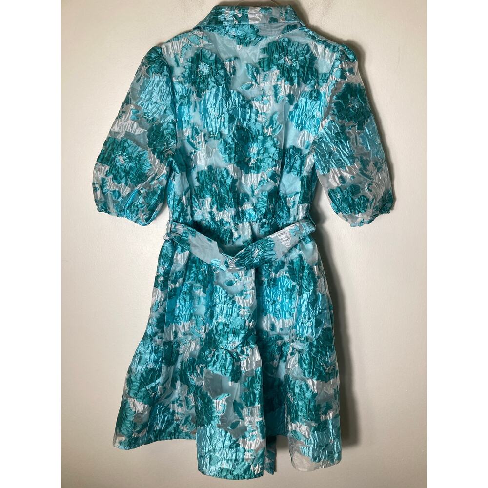 NWT Gingham & Heels Glazer Aqua Jacquard Dress Sz 8 - Picture 2 of 2